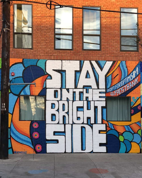 Stay on the Bright Side | Street Murals by Mario E. Figueroa, Jr. (GONZO247). Item made of synthetic