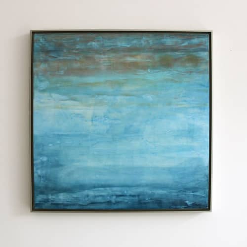 Winter Sky Encaustic Painting | Oil And Acrylic Painting in Paintings by Linda Cordner. Item composed of wood and synthetic