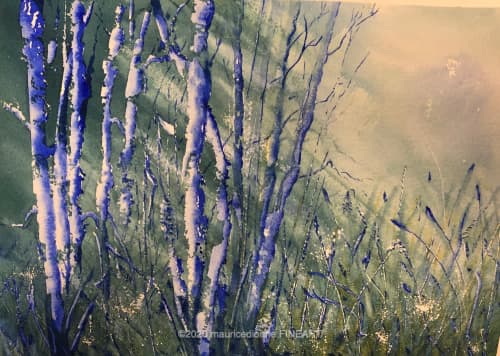 Light at Fields Edge | Watercolor Painting in Paintings by Maurice Dionne FINEART. Item composed of paper