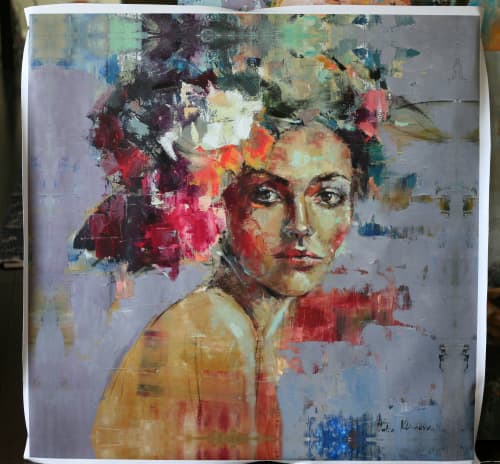 Blooming Mind | Oil And Acrylic Painting in Paintings by Julia Klimova | Hotel Bella Grace in Charleston. Item composed of canvas