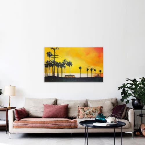 Electric Palms at Zuma | Oil And Acrylic Painting in Paintings by Kathleen Keifer. Item composed of canvas and synthetic