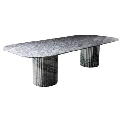 NAS Italian Arabescato Marble Dining Table | Tables by Aeterna Furniture. Item composed of marble