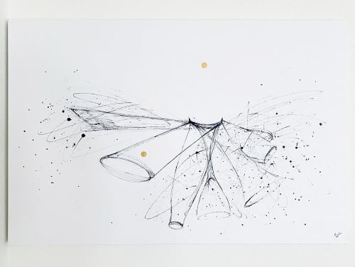 Minimal Line Glass Cup Wall Art | Oil And Acrylic Painting in Paintings by NAMYOONSOOART. Item composed of canvas & synthetic compatible with minimalism style