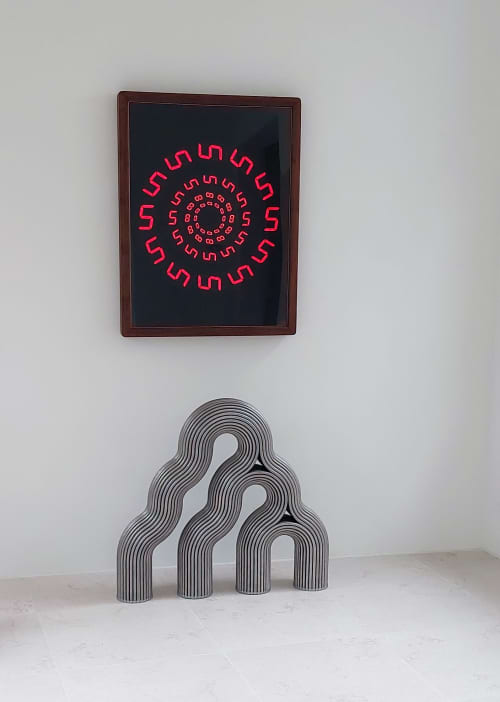 "TIMEWARP"  continuously changing wall-mounted artwork. | Digital Art in Art & Wall Decor by JAN PAUL. Item composed of bamboo and aluminum in mid century modern or contemporary style