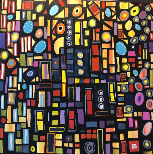 Block City | Oil And Acrylic Painting in Paintings by KARDIMAGO. Item made of synthetic