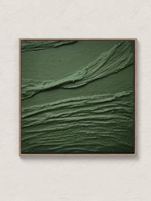 Green Sculptural Wall Art | Mixed Media in Paintings by Serge Bereziak. Item composed of canvas compatible with boho and minimalism style