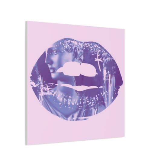 Kissing in Pink Matte Stretched Canvas 36” x 36” | Prints in Paintings by Fabienne Dougé