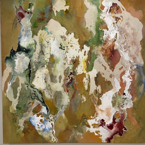Ochre Abstract Painting | Oil And Acrylic Painting in Paintings by Elyse Martin Large Abstract Paintings. Item made of canvas