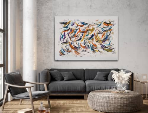 "Flying" 140X100 CM | Oil And Acrylic Painting in Paintings by Shirly Maimom Art. Item composed of canvas compatible with contemporary and art deco style