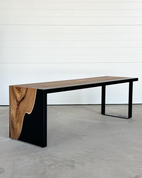 Elm Epoxy Waterfall Bench | Benches & Ottomans by TRH Furniture. Item made of wood