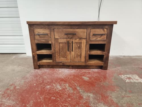 Custom Single Sink Vanity | Countertop in Furniture by Limitless Woodworking. Item composed of maple wood in mid century modern or contemporary style