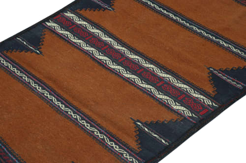 Vintage Sofreh Persian Kilim in Brown with Geometric Pattern | Area Rug in Rugs by Rug and Kilim