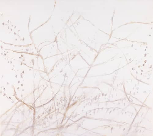 Hirschfeldia | Oil And Acrylic Painting in Paintings by Sally K. Smith. Item made of linen works with minimalism & contemporary style