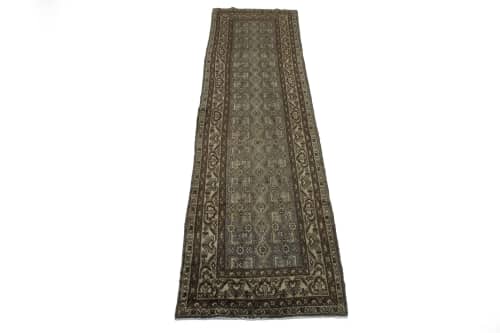 Semi Antique Tribal 4X15 Nahavand Persian Runner Rug | Rugs by Magic Rugs. Item composed of wool in country & farmhouse style