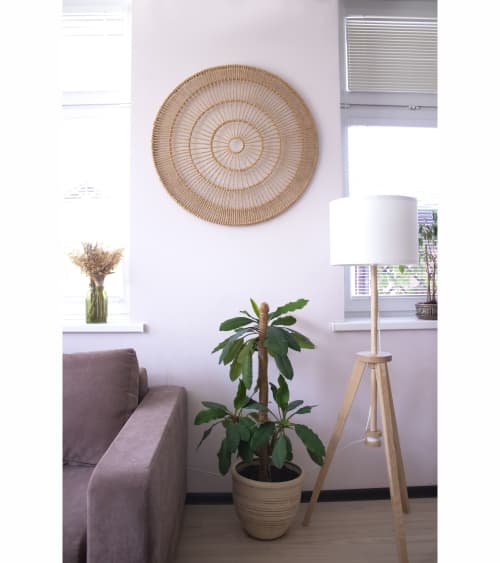 WHEEL Round Raffia Macrame Wall Hanging | Wall Hangings by Vila Vera. Item composed of fiber