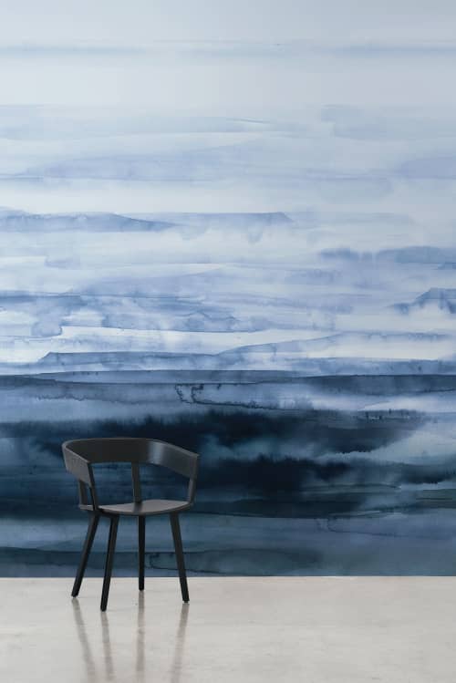 Sediment Wallpaper - Blue | Murals by Emma Hayes. Item made of paper works with contemporary & coastal style