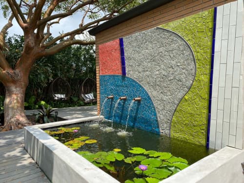 Lily Pond and Mosaic Wall | Art & Wall Decor by Debra Yates. Item made of ceramic