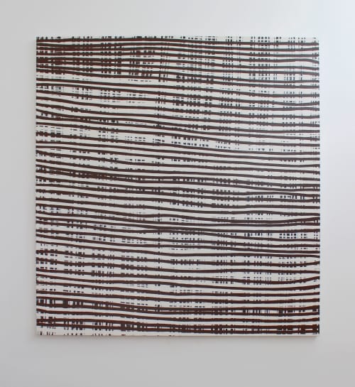 Brown Line Grid 2020 | Oil And Acrylic Painting in Paintings by Terri Brooks. Item made of canvas works with minimalism & contemporary style