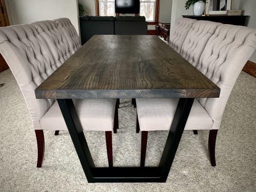 Industrial Black Ash Table | Dining Table in Tables by Hazel Oak Farms. Item made of oak wood with metal