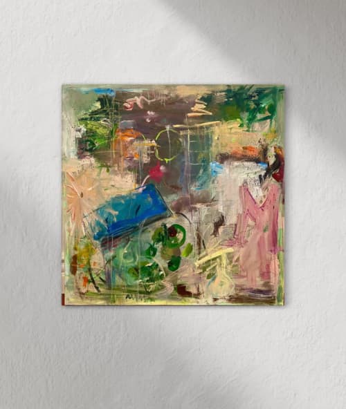 Pink Dress | Oil And Acrylic Painting in Paintings by Gaby Castro Joffroy. Item made of canvas compatible with eclectic & maximalism and modern style