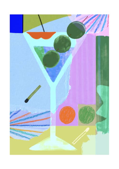 Disco Aperitivo! Giclée Print | Prints by Lucy Sherston. Item composed of paper in contemporary style