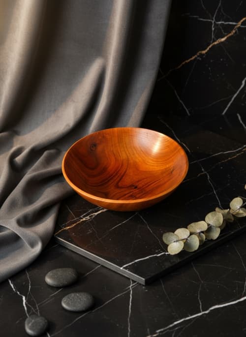 Solid Cherry Wood Bowl | Hand-Turned Minimalist Design | Decorative Bowl in Decorative Objects by Holzkunst Samuel Meisinger. Item made of wood works with minimalism & traditional style