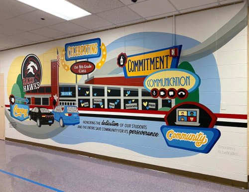 Positive Messages School Mural | Murals by Toni Miraldi / Mural Envy, LLC | SAXE MIDDLE SCHOOL in New Canaan. Item composed of synthetic