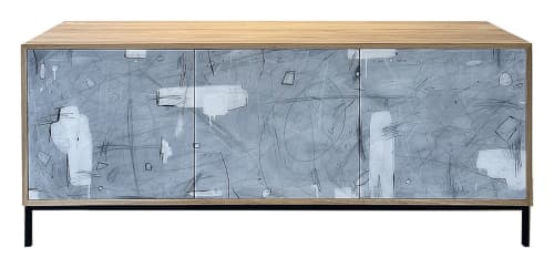 Abstract in White Credenza by Morgan Clayhall – Mixed Media | Storage by Morgan Clayhall Inc