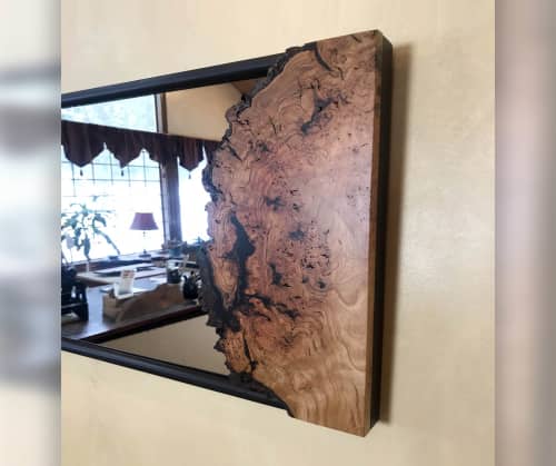 Eye-catching Live Edge Cherry Burl Mirror | Decorative Objects by Tom Weber - Weber Design Custom Woodwork. Item made of wood with glass works with boho & country & farmhouse style