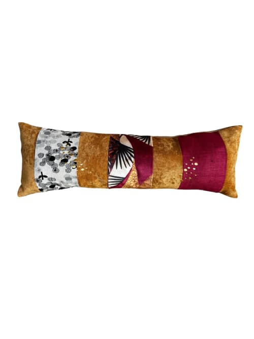 Golden Sunrise Lumbar Pillow | Pillows by Liberty Worth. Item made of fabric works with contemporary & eclectic & maximalism style