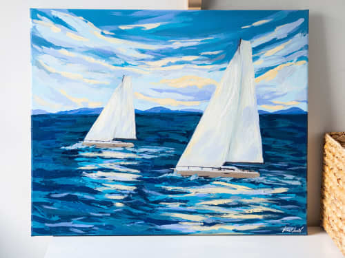Nord Stream race regatta commission | Oil And Acrylic Painting in Paintings by Lina Vonti. Item composed of canvas