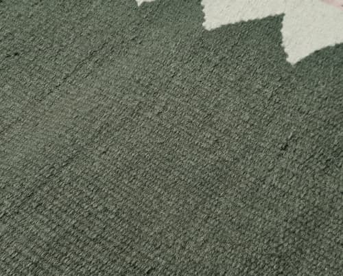 Handwoven Wool Green Stair Runner | Runner Rug in Rugs by Evergreen Carpets. Item composed of wool compatible with boho and minimalism style