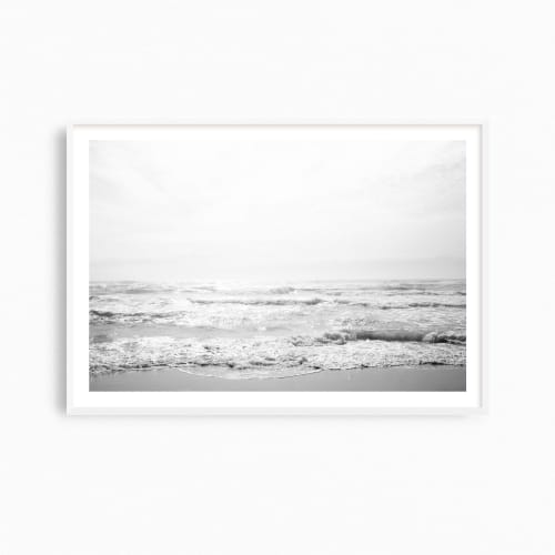 Minimalist black and white beach photograph, 'Gulf Spray' | Photography by PappasBland. Item made of paper works with minimalism & contemporary style