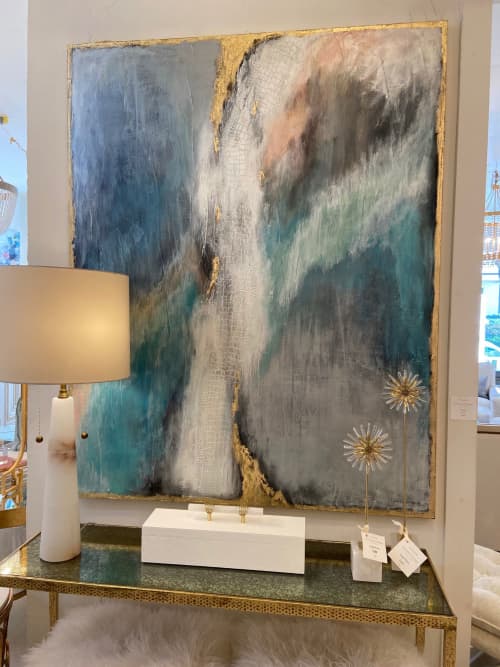 Crocadillain Brilliant Iridescent Teal | Mixed Media by Lori Sperier Art | The French Mix by Jennifer DiCerbo in Covington. Item made of canvas