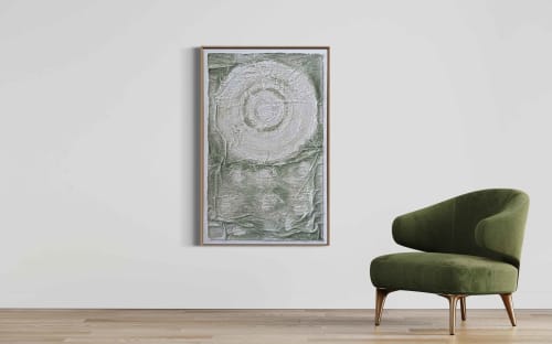 Circles C4830 A | Mixed Media by Michael Denny Art, LLC. Item composed of bamboo and canvas in minimalism or contemporary style