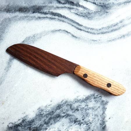 Santoku Wooden Chef Knife - Three Virtues | Utensils by Wild Cherry Spoon Co.. Item made of wood works with minimalism & country & farmhouse style