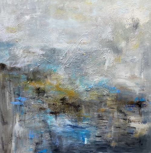 Tween Times, Tween Places Mixed Media Abstract Painting | Oil And Acrylic Painting in Paintings by Strokes by Red - Red (Linda Harrison). Item made of canvas compatible with contemporary and art deco style