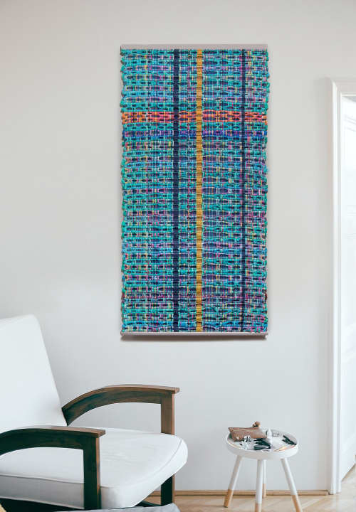 Art Weaving: Colorful Living | Macrame Wall Hanging in Wall Hangings by Doerte Weber. Item made of fiber works with eclectic & maximalism & art deco style