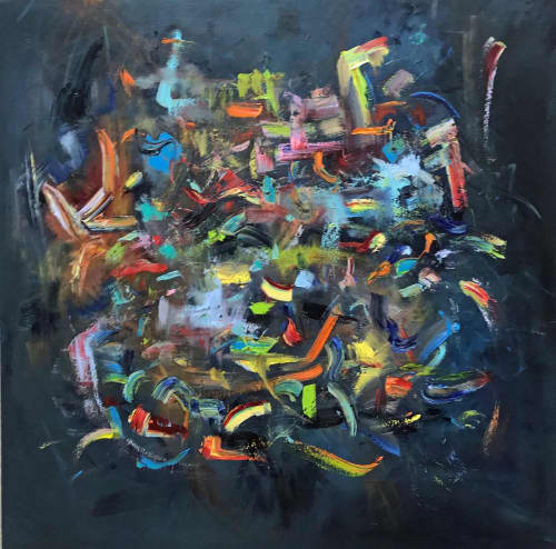 The Festival | Oil And Acrylic Painting in Paintings by Strokes by Red - Red (Linda Harrison). Item made of canvas