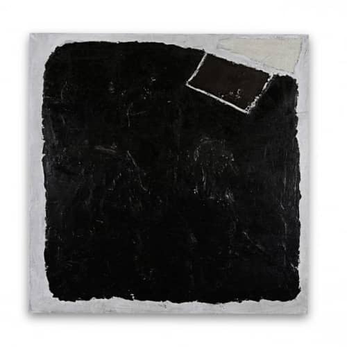 Nero Bianco Rosso I | Mixed Media by Kim Fonder. Item composed of linen