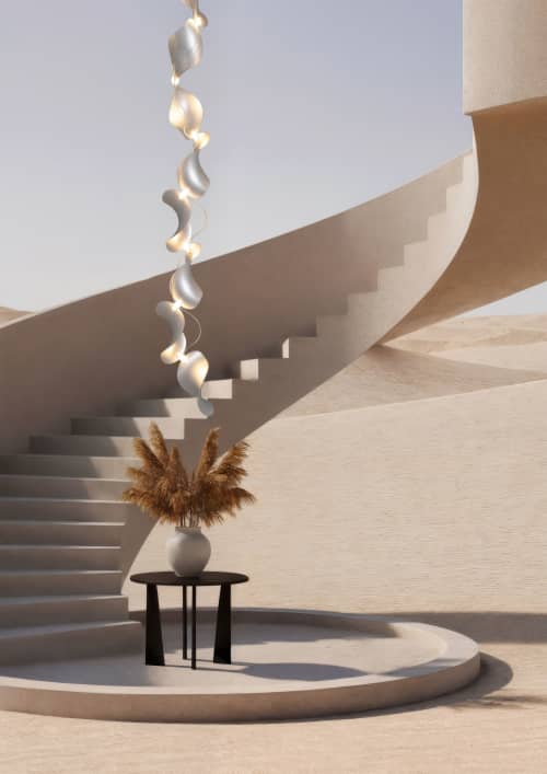 Dune 4 Vertical Line Pendant Light | Chandeliers by MOSS Objects. Item composed of metal in contemporary or japandi style