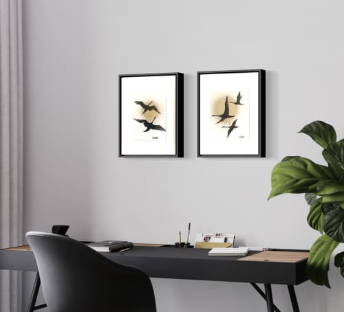 drawing in a minimalist style from the Silhouettes series. F | Paintings by Oplyart. Item composed of paper in minimalism or contemporary style