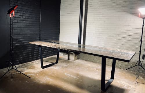 Quilted Maple Ebonized River Table | Dining Table in Tables by Live Edge Lust. Item composed of maple wood & steel