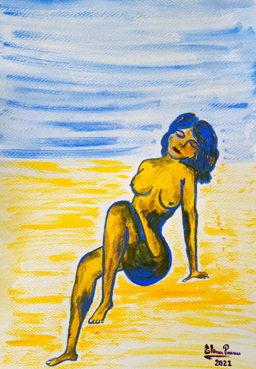 Colours of sensuality 5, Colores de Sensualidad 5 | Oil And Acrylic Painting in Paintings by Elena Parau. Item made of paper works with minimalism & contemporary style