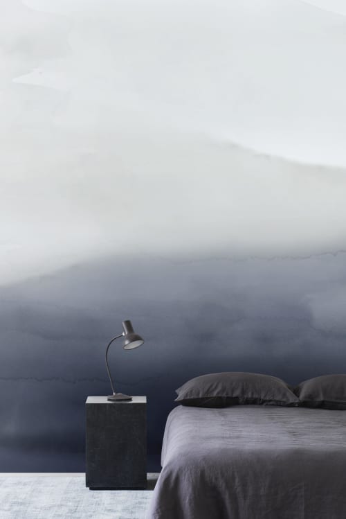 Wash Wallpaper - Ink | Wall Treatments by Emma Hayes. Item made of paper works with contemporary & coastal style