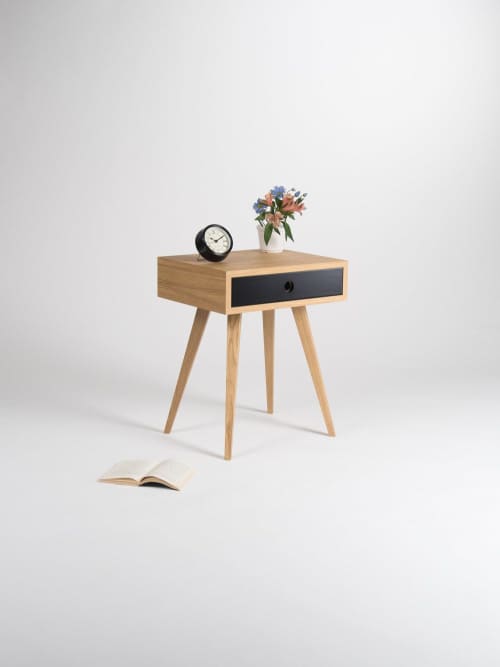 KUUB -Mid century modern nightstand, bedside table, end tabl | Tables by Mo Woodwork. Item composed of oak wood compatible with minimalism and mid century modern style