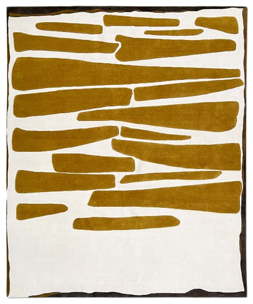 Rug Tratto D`Oro Gold Unusual Abstract Geometric Pattern | Small Rug in Rugs by Atelier Tapis Rouge. Item made of wool works with contemporary & eclectic & maximalism style