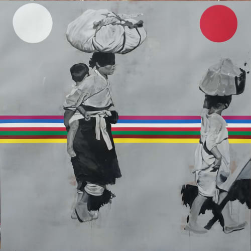 Displace | Oil And Acrylic Painting in Paintings by Dave Young Kim | Harrington Gallery in Pleasanton. Item composed of wood and synthetic