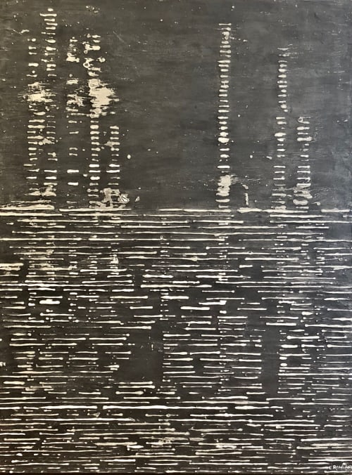 "Help" from the music soundwave series - sold inquire about | Oil And Acrylic Painting in Paintings by L Rowland Contemporary Art. Item made of wood & synthetic
