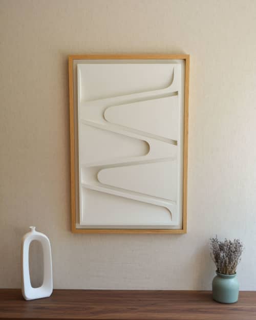No. 113 Japandi Plaster Wall Relief - Scandinavian Decor | Wall Sculpture in Wall Hangings by Joseph A